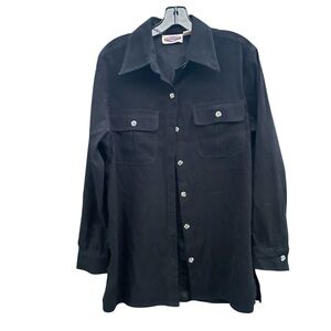 Casualaire Womens Vintage Black Button Down Tunic Sz M